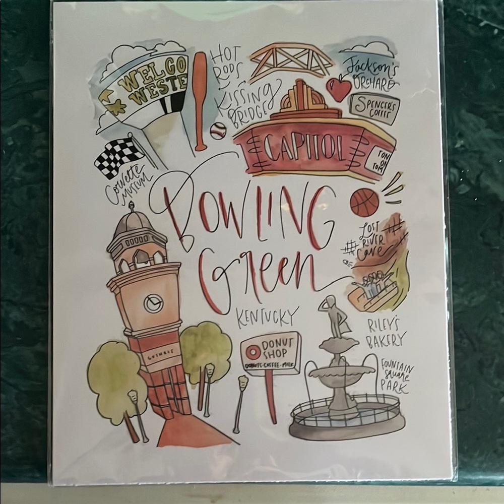 Bowling Green, KY Illustrated Print